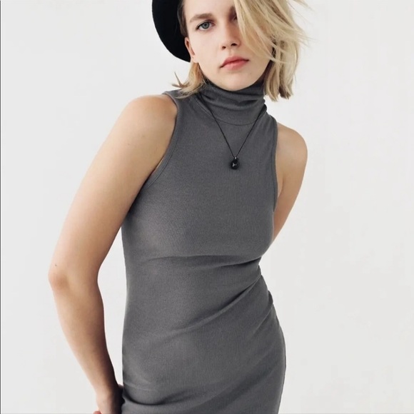 Zara RIBBED TURTLENECK DRESS - Picture 3 of 6